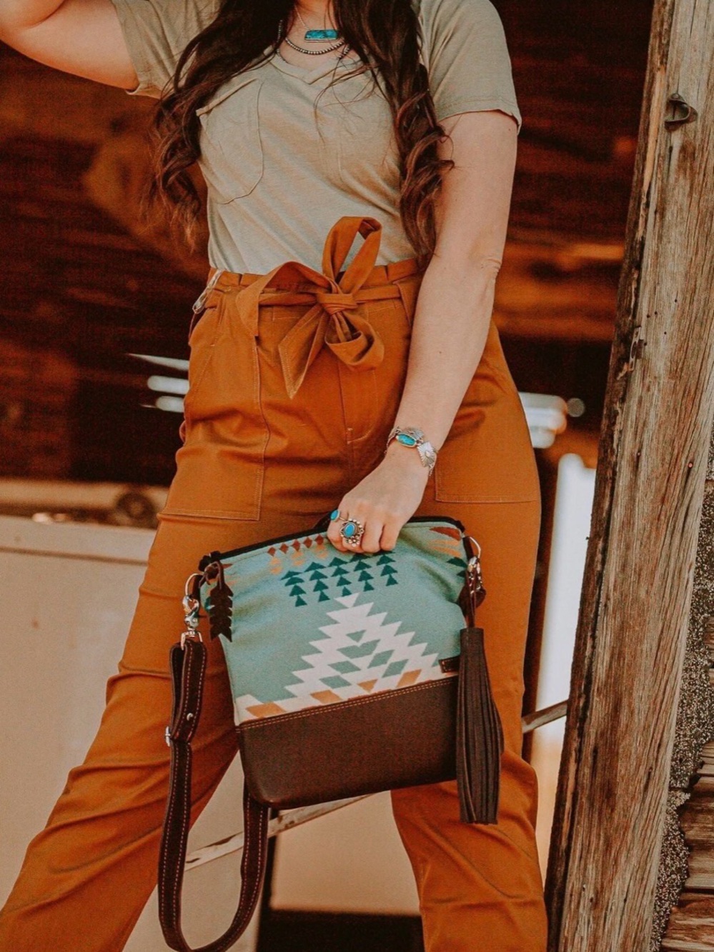 Handmade Pendleton Leather Colorful Purse - Picture 4 of 4